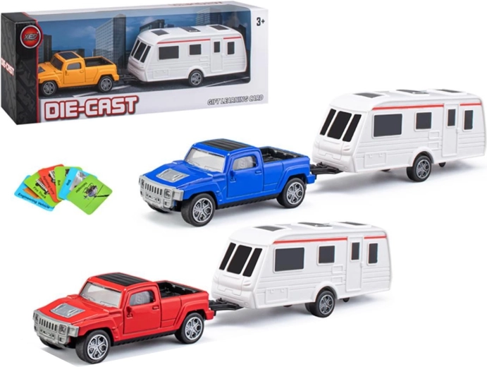 Kovový pickup s karavanom – sada vozidiel