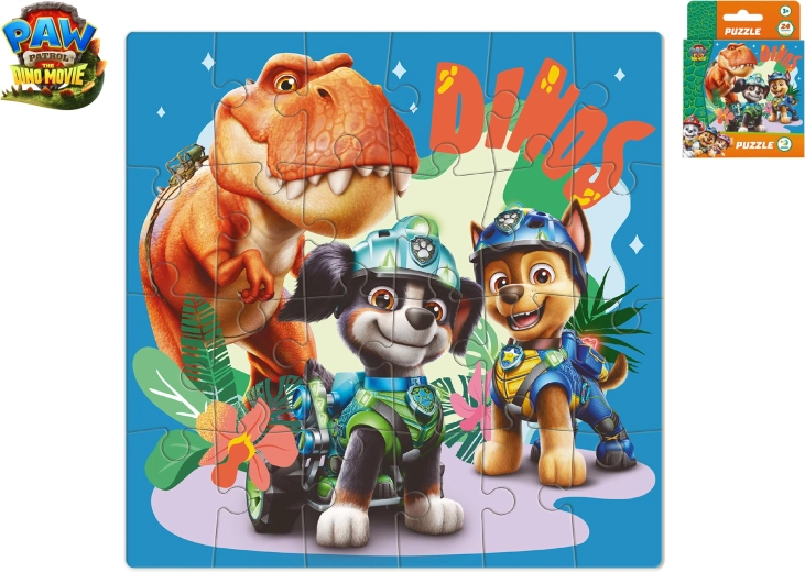 Puzzle Labková patrola: Dino film – T-Rex Timmy, 24 dielikov, 22 × 22 cm
