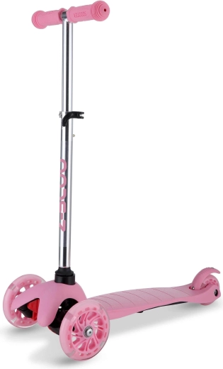 Ružový trojkolesový kolobežka s LED kolieskami