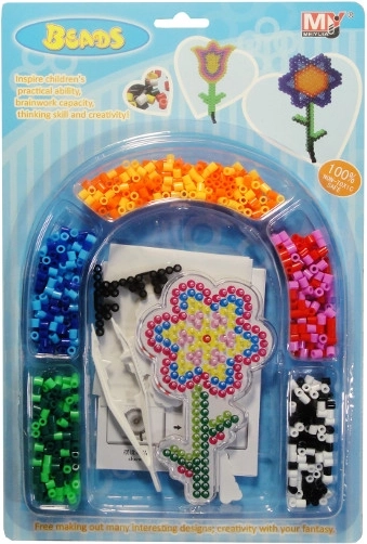 Plastové koráliky so šablónou kvetu a pinzetou