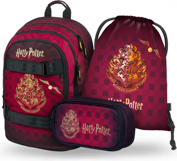 Školský set Harry Potter Rokfort vínový – batoh, peračník a vrecko