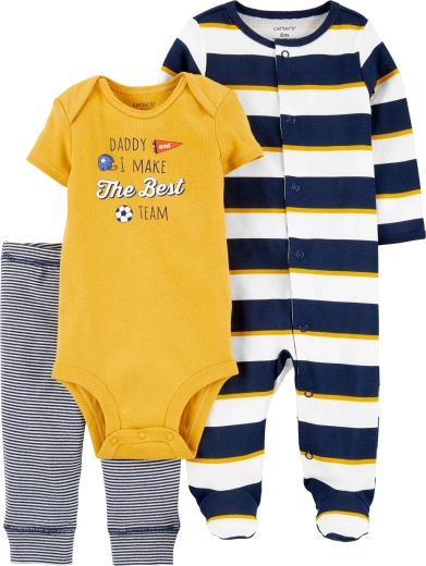 CARTER'S 3-dielny set: overal, body s krátkym rukávom a tepláky Daddy pre chlapca – Veľ. 56 (nb)