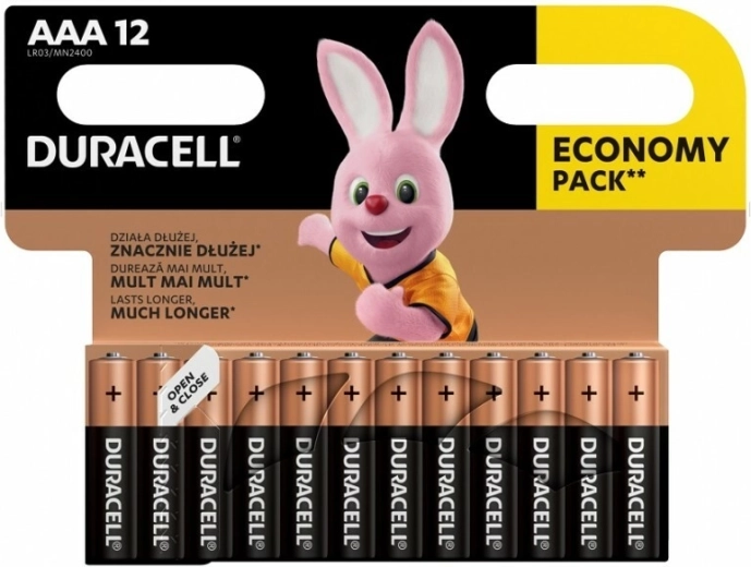 Alkalické batérie AAA DURACELL Basic, 12 ks