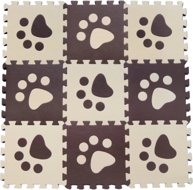 Pevnené detské podlahové puzzle – hnedé labky 29,5 × 29,5 cm