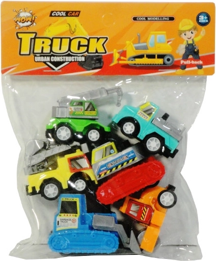 Stavebné autá s naťahovacím pohonom, 6 ks