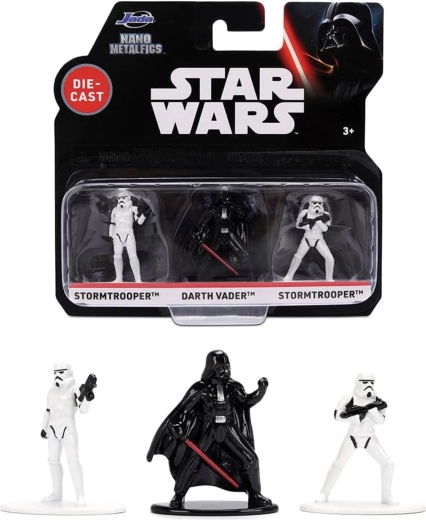 Sada 3 figúrok STAR WARS: Darth Vader a 2× Stormtrooper – Jada Toys Nano Metalfigs