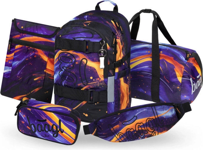 Baagl školský set Skate Vibe – batoh, peračník, športová taška, ľadvinka a obal na notebook (GRS)