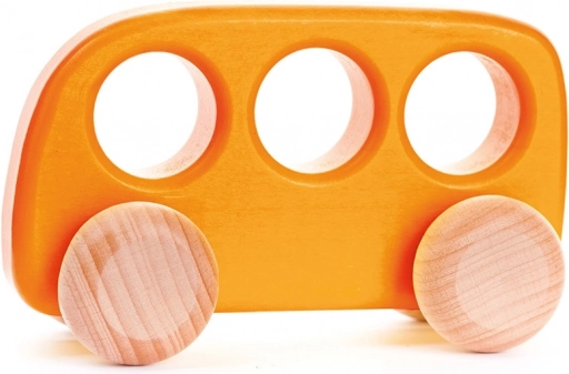 Oranžový drevený autobus