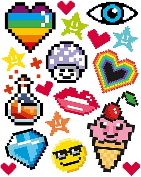 Nažehľovacie obrázky pixelové motívy – 2 veľké archy