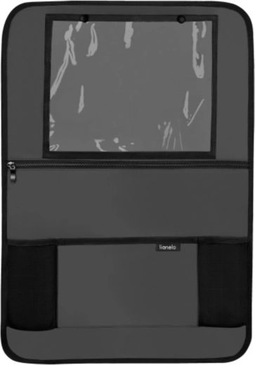 Lionelo organizér do auta na sedadlo s vreckom na tablet, sivý