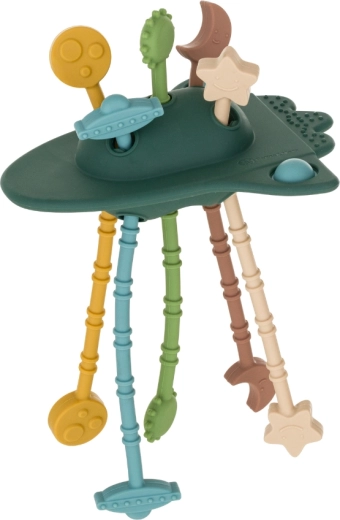 Silikónová senzorická hračka Petite&Mars Crazy Rocket Misty Green 10m+