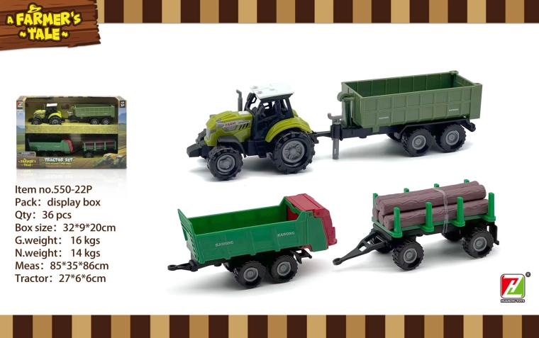 Traktor so svetlami, zvukom a prívesmi v mierke 1:48