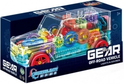 transparentné off-road auto s prevodmi a svetelnými efektmi