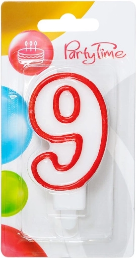 Narodeninová sviečka číslica 9 červená