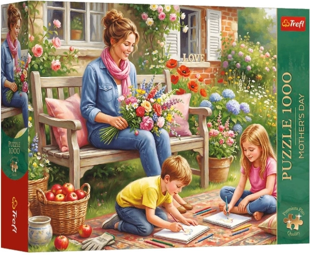 Puzzle Premium Plus rodina v záhrade 1000 dielikov