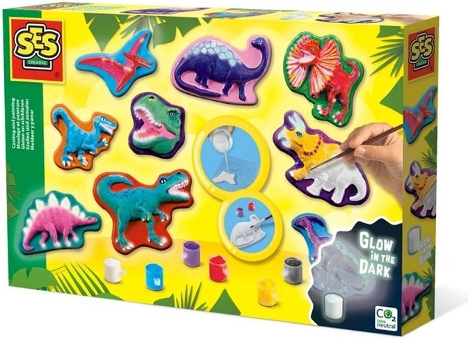 SES Creative odlievanie zo sadry a maľovanie – dinosaury svietiace v tme