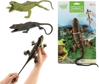 Naťahovacia gumová jašterica s guľôčkami vo vnútri