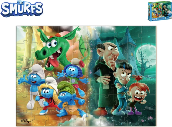 Šmolkovské detské puzzle Drak 60 dielikov