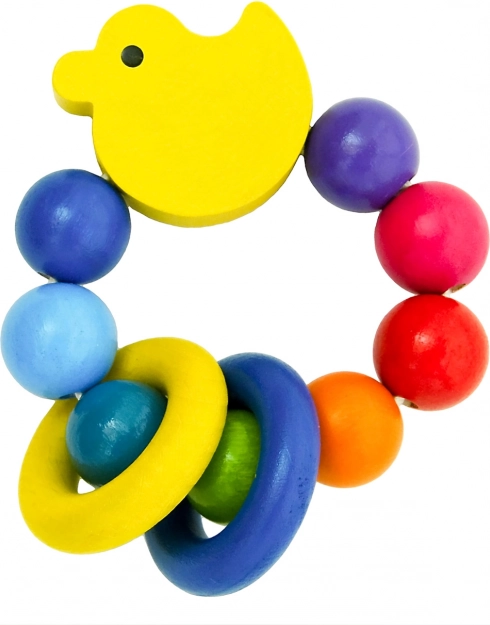 detoa kačička s krúžkami – drevené hrkálky pre bábätká