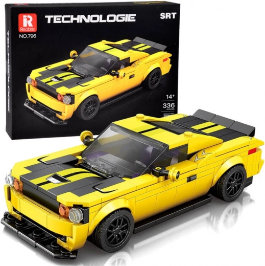 Technické bloky 336 prvkov + samolepky žlté športové auto ZA5260