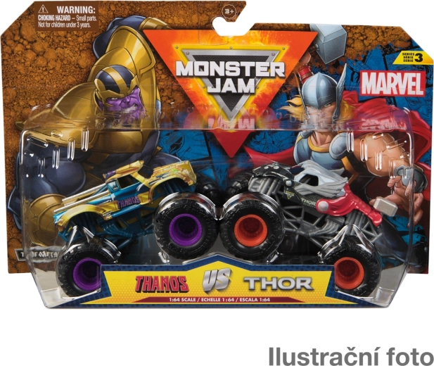 Monster Jam Marvel 1:64 – sada 2 kovových monster truckov