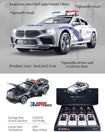 Policajné auto so svetlami a zvukmi 15 cm
