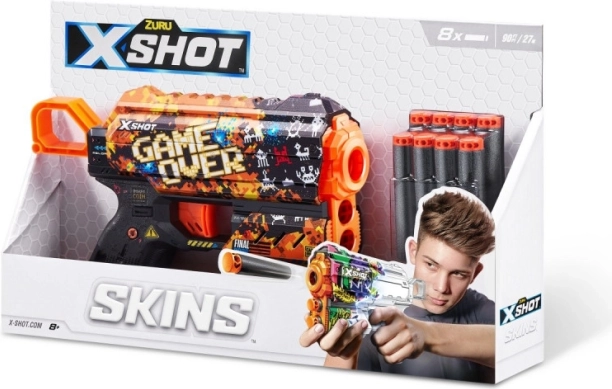X-Shot Skins Flux – penová pištoľ Game Over (8 šípok)