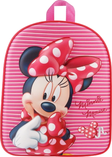 Detský 3D batoh Minnie Mouse ružový pruhovaný 31 cm
