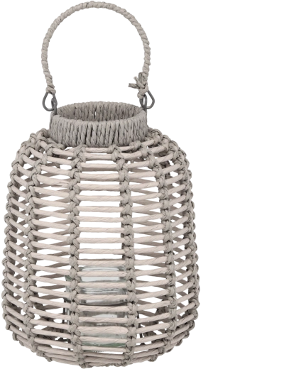 Pletený lampáš 22 × 27 cm sivý