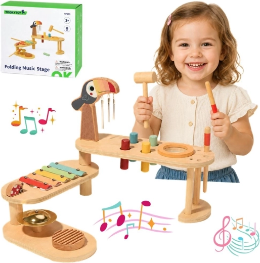 Tooky Toy vzdelávací hudobný stolík tukan