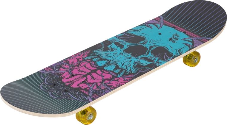Sparkys skateboard lebka 31" tyrkysový s lebkou