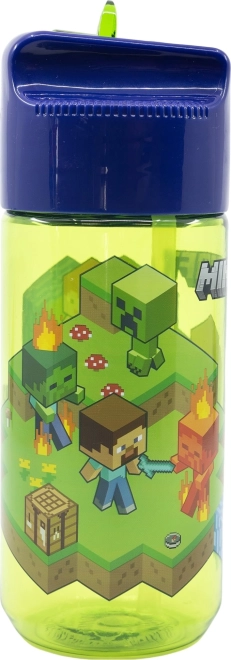 Detská fľaša na vodu s náustkom Minecraft zelenomodrá