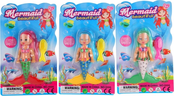 Morská víla s dlhými vlasmi a lesklými šatami