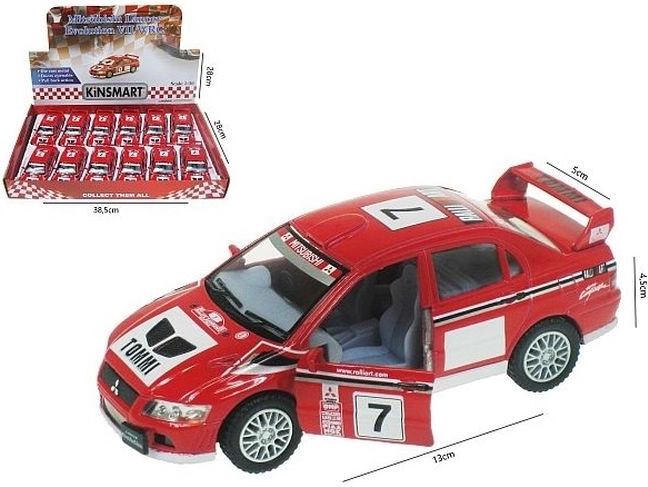 Mitsubishi Lancer Evolution VII WRC kovový model autíčka 1:36 s pull-back pohonom