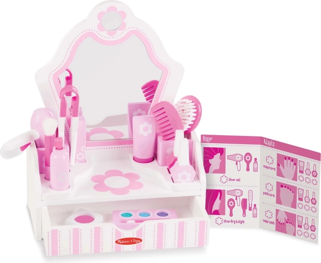 Melissa & Doug detský kozmetický stolík Beauty Salon s doplnkami (18 dielov)