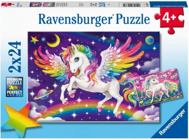 Puzzle Ravensburger – jednorožec a pegas 2×24 dielikov