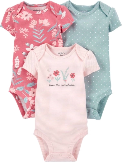 Carter's dievčenské body s krátkym rukávom Pinkblue, 3 ks
