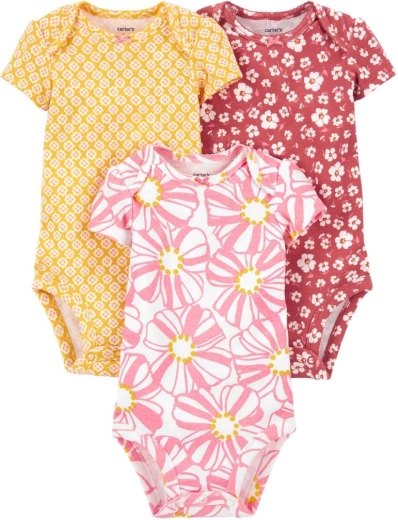 Dievčenské bavlnené body Carter's Pink/Blue, 3 ks, veľkosť 56 (NB)