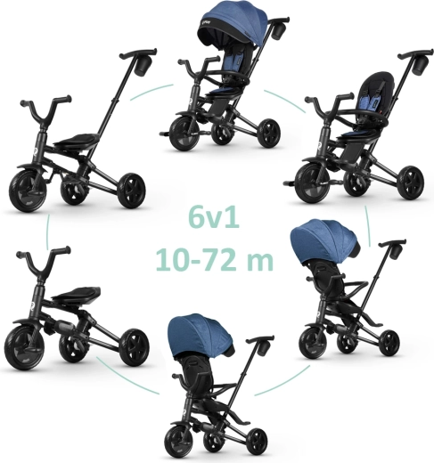Skladacia detská trojkolka Qplay Nova Niello Blue 10–72 mesiacov