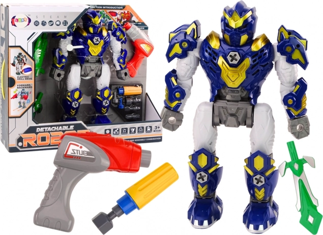 Skrutkovací robot s vŕtačkou, svetlami a zvukmi – modrý