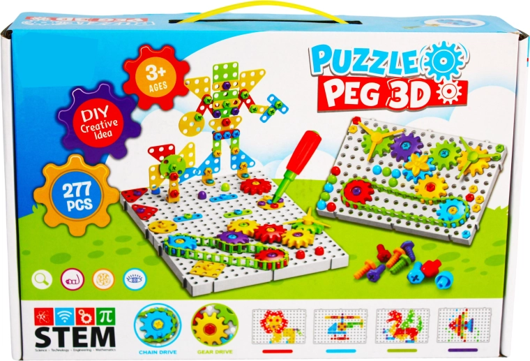 Kreatívna 3D stavebnica Puzzle Peg s náradím (277 dielikov)