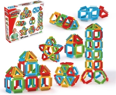 Stavebnica geometrické puzzle 64 dielikov