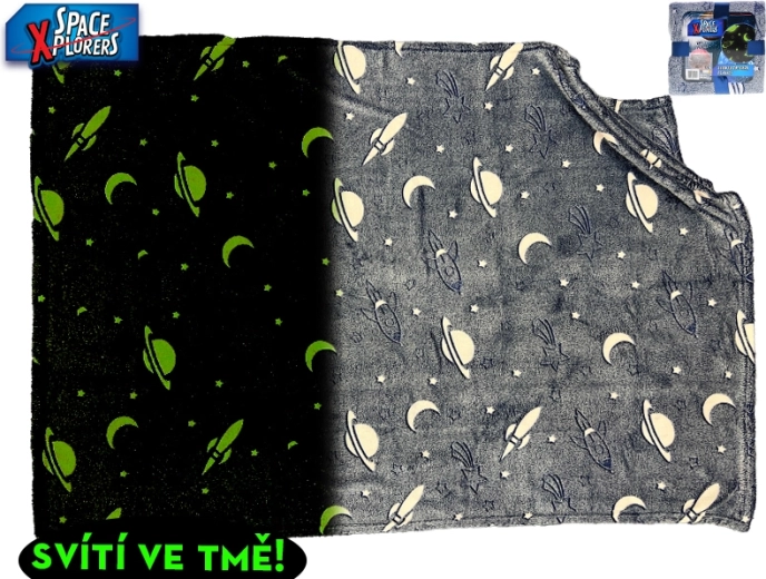 Deka Space Xplorers svietiaca v tme 100 × 150 cm
