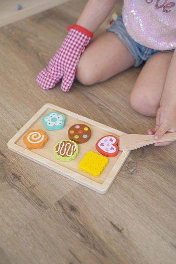 Drevená sada sušienok a cookies do detskej kuchynky