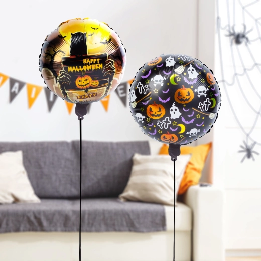 Súprava halloweenskych fóliových balónov tekvica a náhrobný kameň – 2 kusy