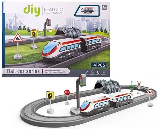 Detská železnica s vagónikmi, sada 41 dielov