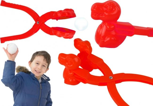 Výrabka snehových gúľ dinosaurus červený