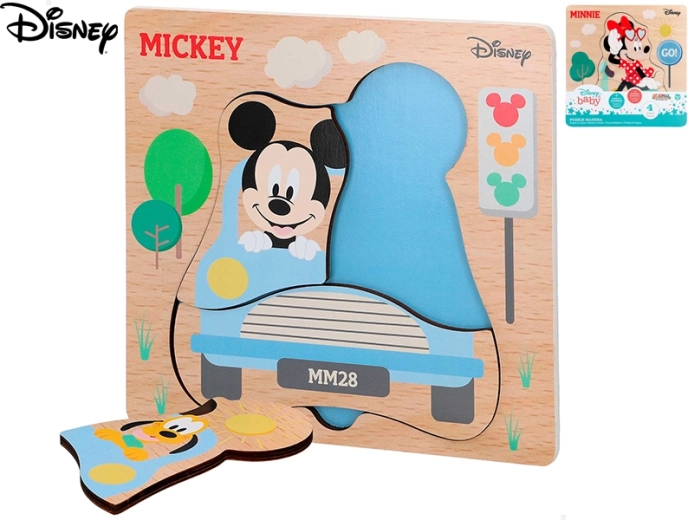 Drevené puzzle DISNEY Mickey a Minnie pre najmenších (4 dieliky)