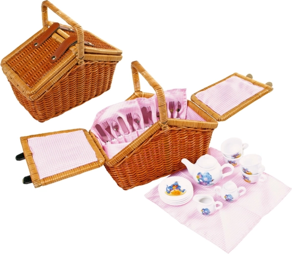 Detský prútený piknikový košík Romantic s príslušenstvom