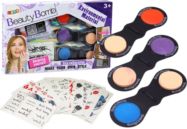 Sada Krásy s Dočasnými Tetovaniami a Farebnými Tieňmi